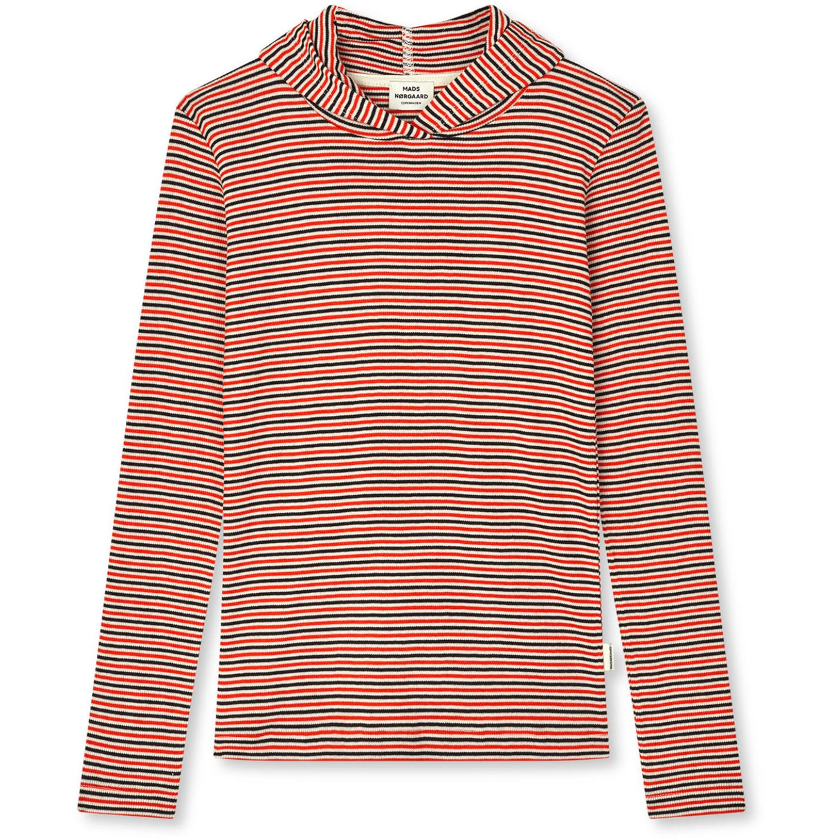 Mads Nørgaard Fiery Red/Vanilla Ice 2X2 Cotton Stripe Tally Hoodie