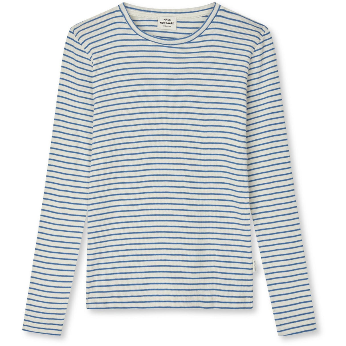 Mads Nørgaard Vanilla Ice/Bright Cobalt 2X2 Cotton Stripe Talino Tee L/S
