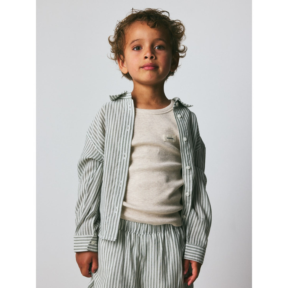 brunobruno nation Agave Green Stripe Nohrla Stripe Shirt