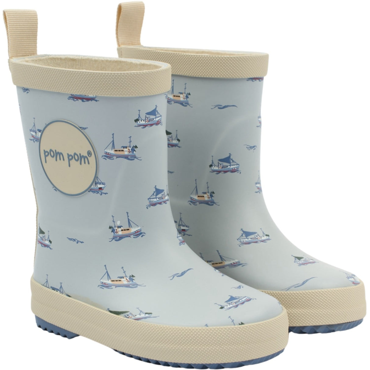 Pom Pom Pearl Blue Boat AOP Bliss Rubber Boot AOP