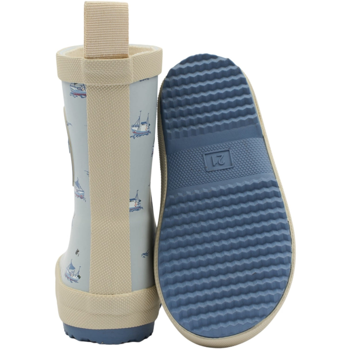 Pom Pom Pearl Blue Boat AOP Bliss Rubber Boot AOP