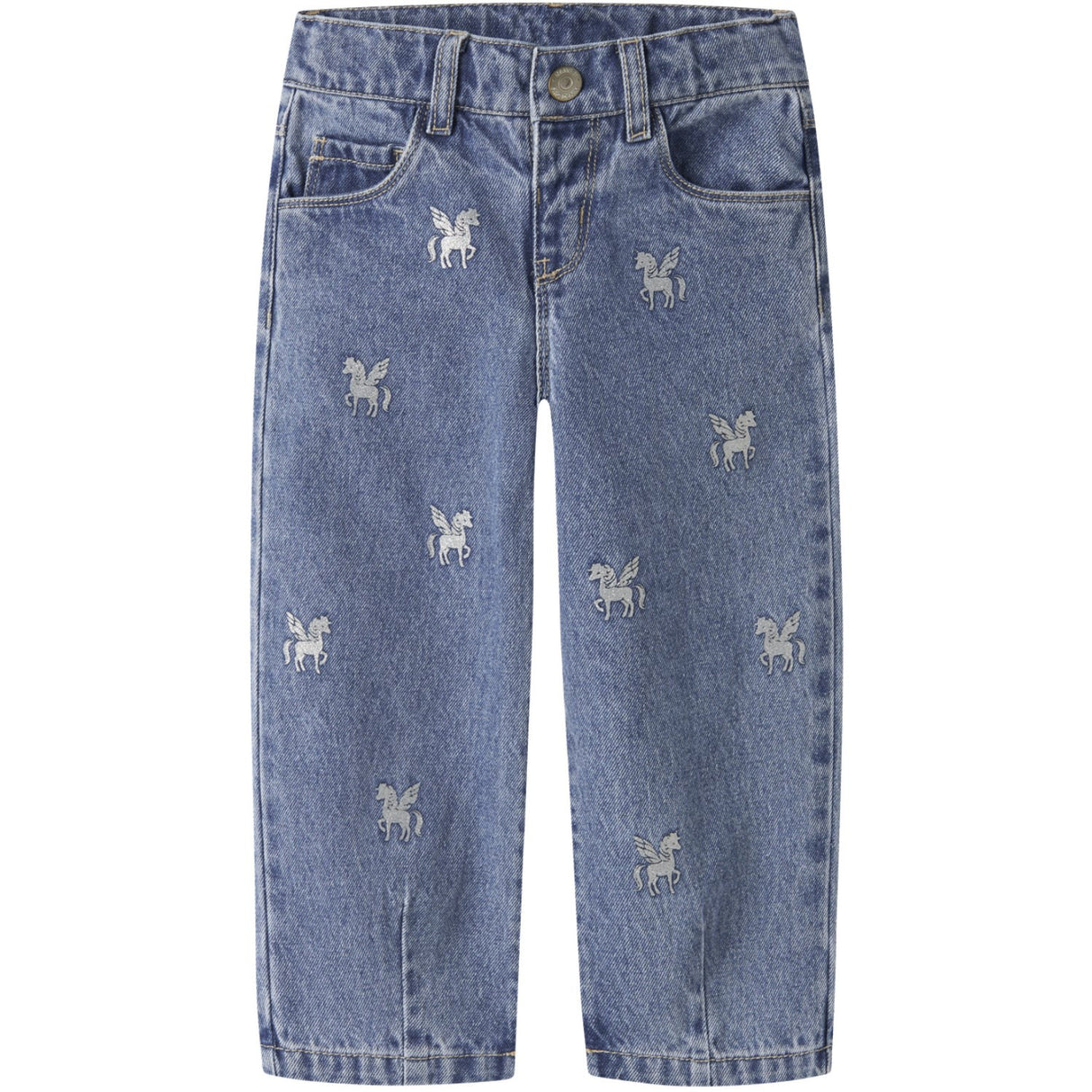 Name It Medium Blue Denim Unicorn Glitter Nmfbella Barrel Glitter Jeans 4577-Im L