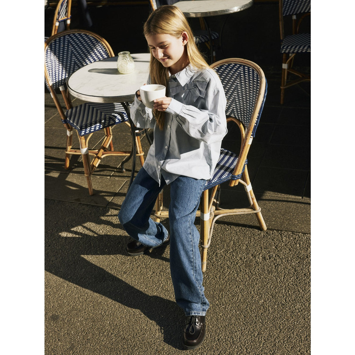 Name It Subdued Blue Antique White Nkfkamesa Ls Rlx Shirt