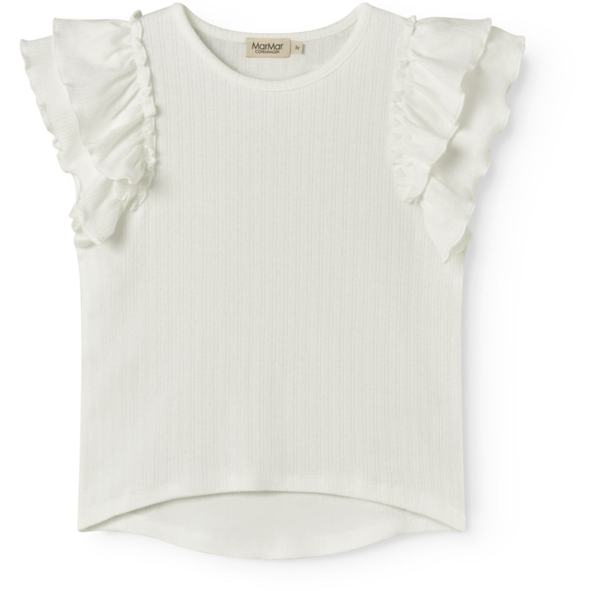 MarMar Modal Pointelle Gentle White Tavora Frill T-shirt