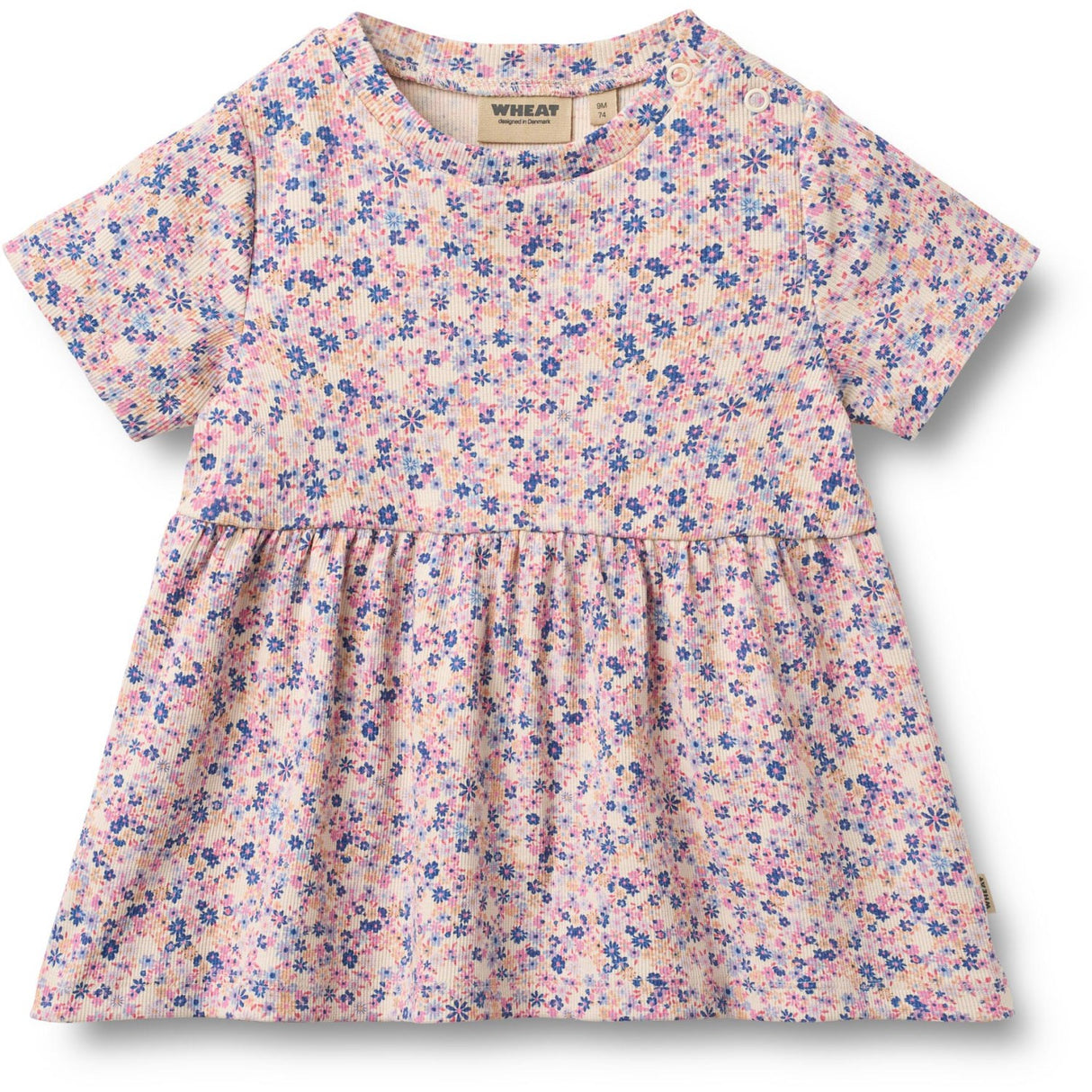 Wheat Pink Blue Flowers Jersey Dress Anna