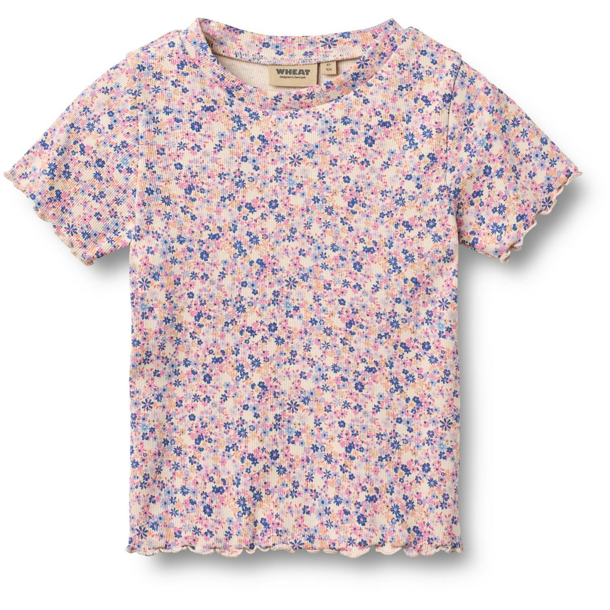 Wheat Pink Blue Flowers Rib T-shirt S/S Alicia