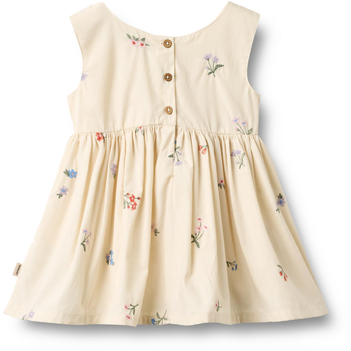 Wheat Ivory Embroidery Flowers Pinafore Wrinkle Sienna Dress