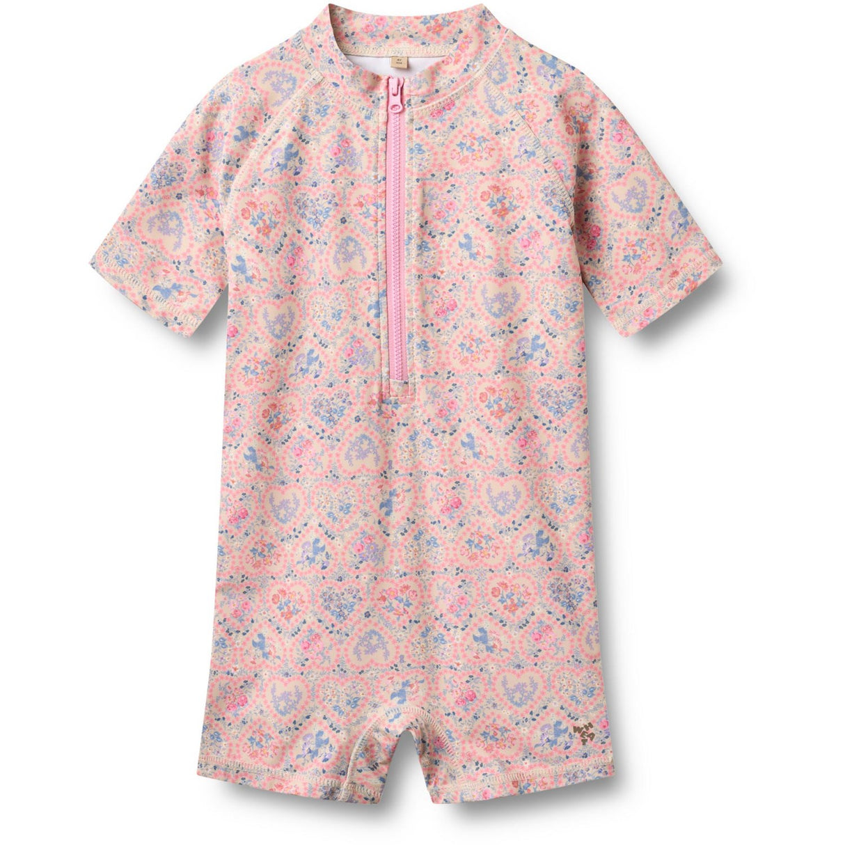 Wheat Pink Heart Flowers Swimsuit S/S Cas