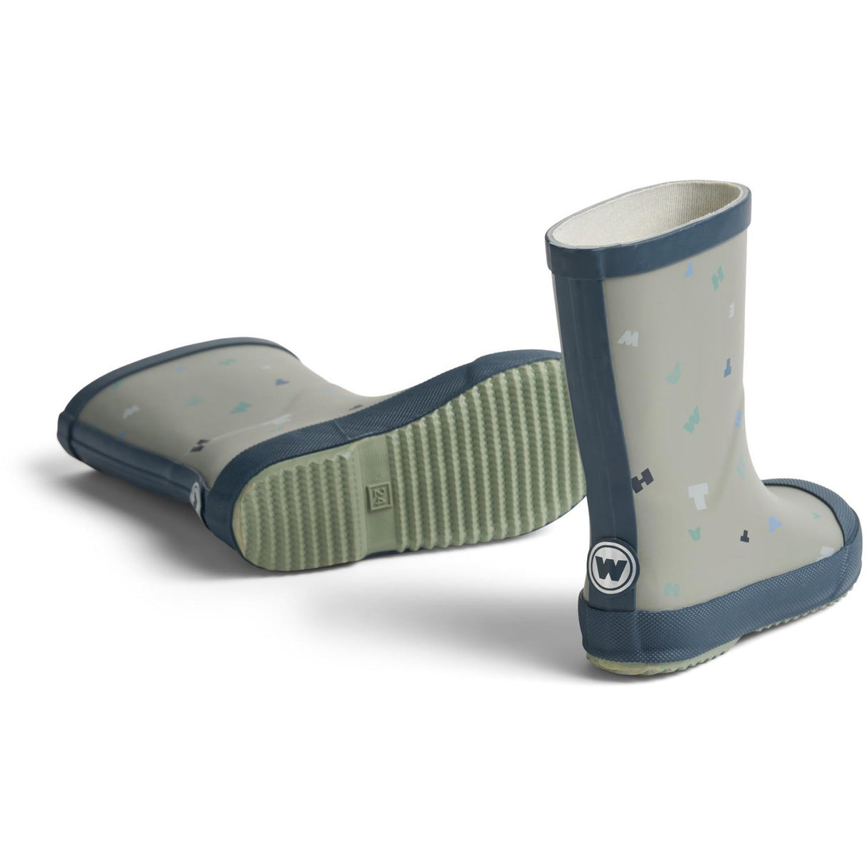 Wheat Light Flint Letters Rubber Boot Muddy