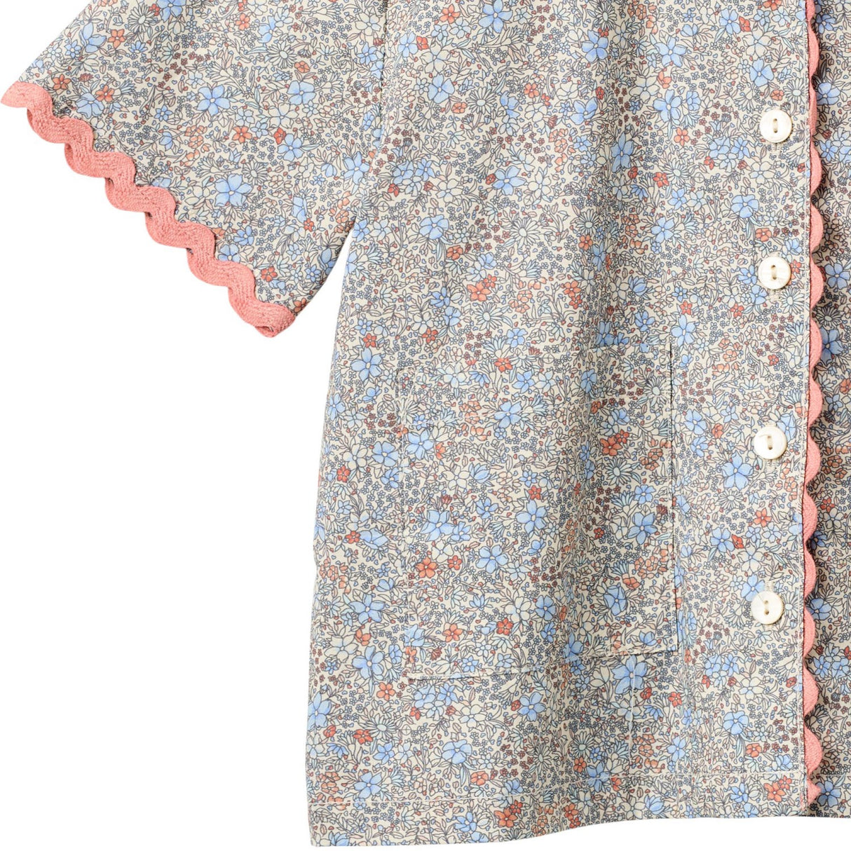 Wheat Air Blue Flowers Shirt S/S Lace Vilma
