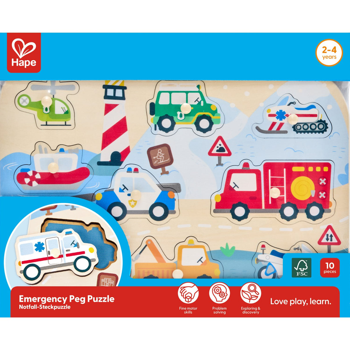 Hape Emergency Vehicles Peg Puzzle