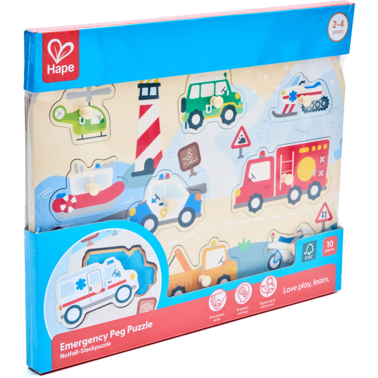 Hape Emergency Vehicles Peg Puzzle