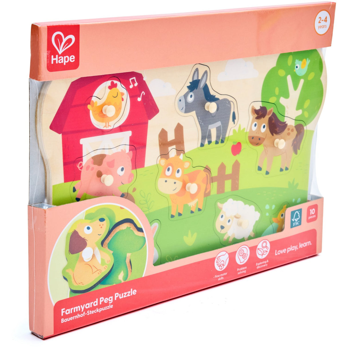 Hape Farm Animals Peg Puzzle