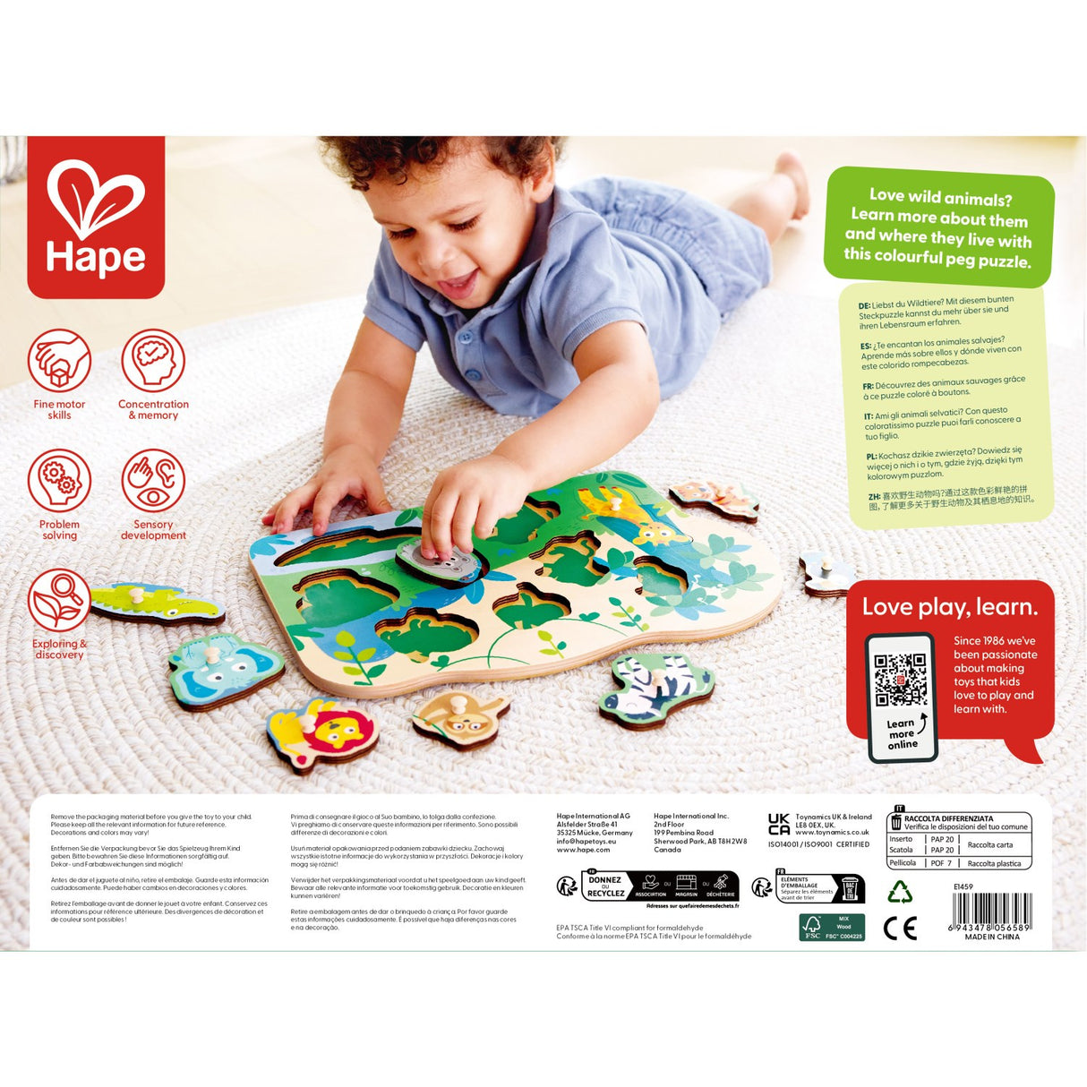 Hape Wild Animals Peg Puzzle