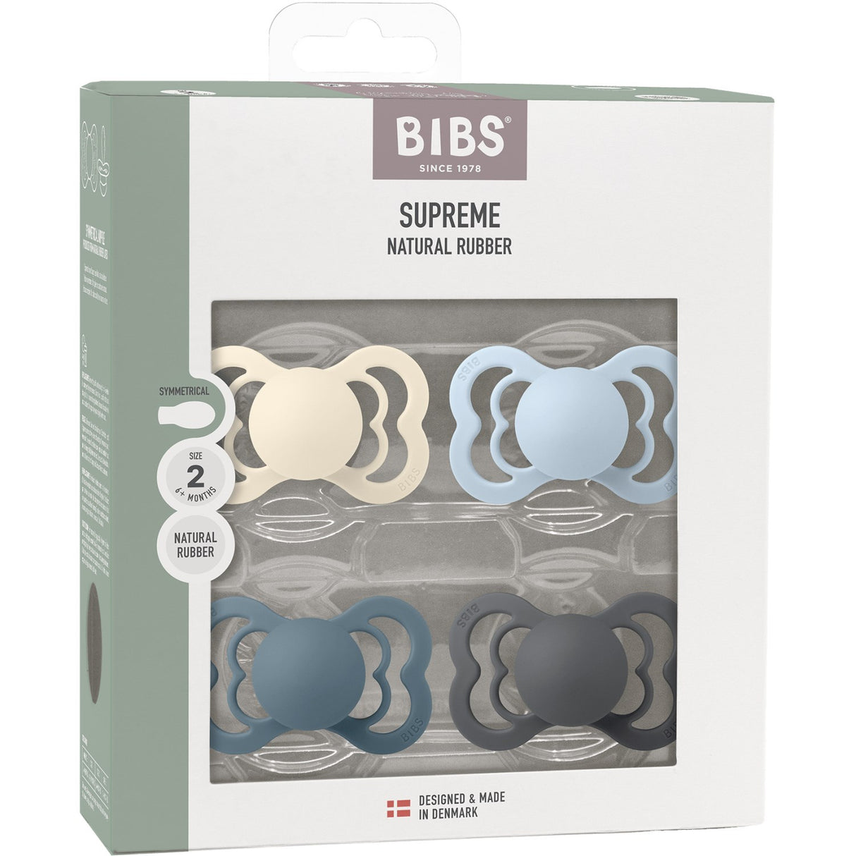 Bibs Ivory/Baby Blue/Petrol/Iron Pacifier Supreme 4-Pack Latex