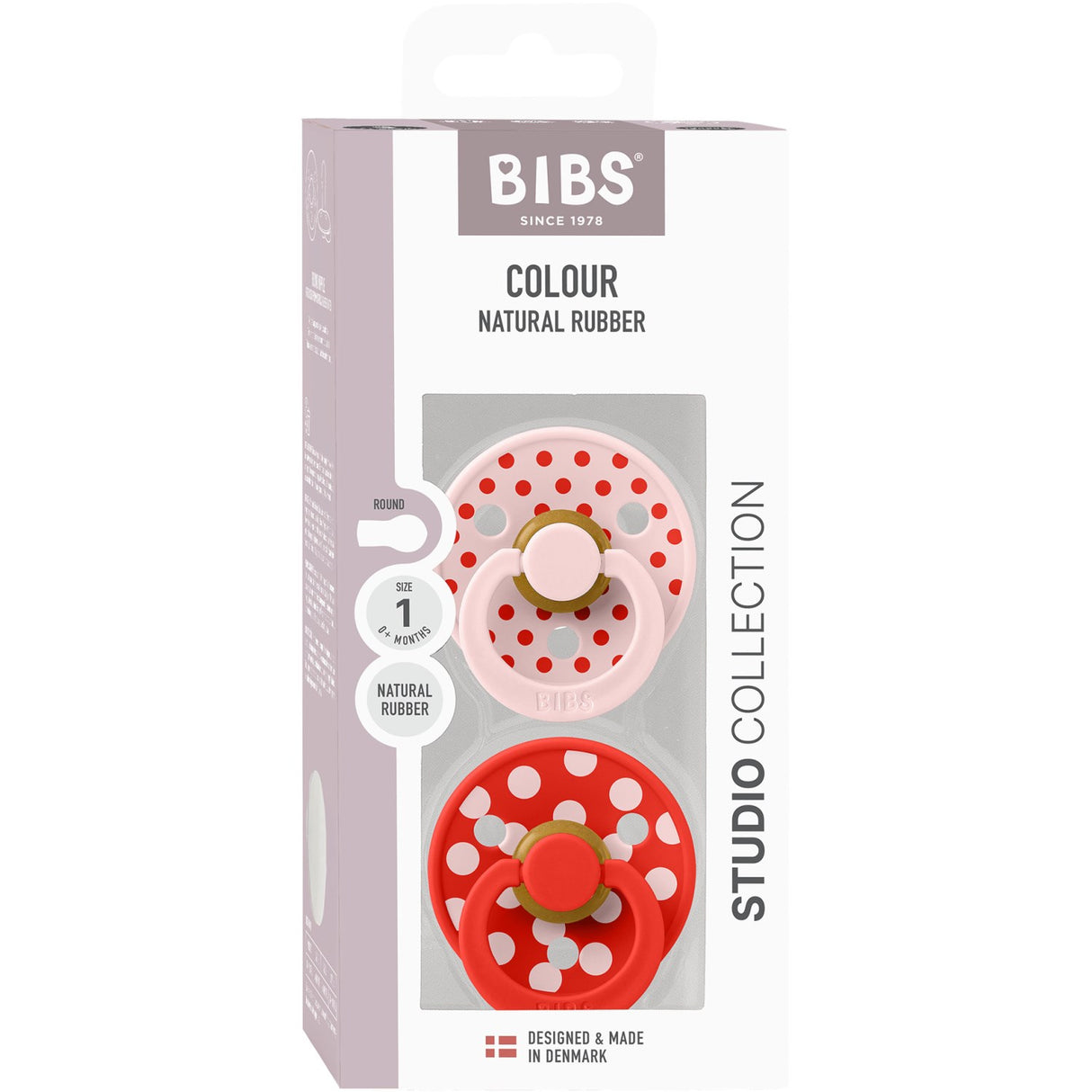 Bibs Blossom/Candy Apple Pacifier Studio Colour 2-Pack Polka Latex