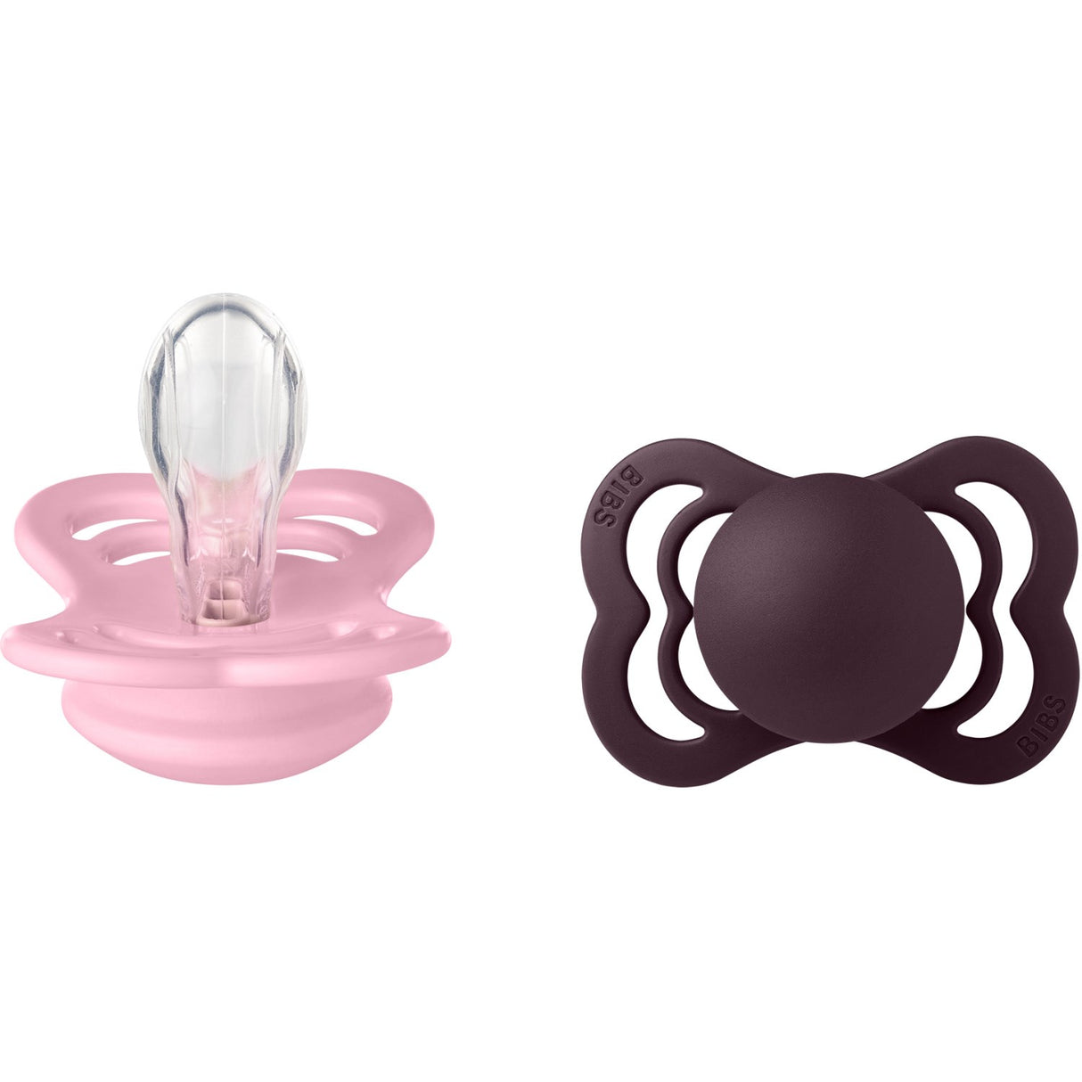 Bibs Baby Pink/Plum Pacifier Supreme 2-Pack Silicone