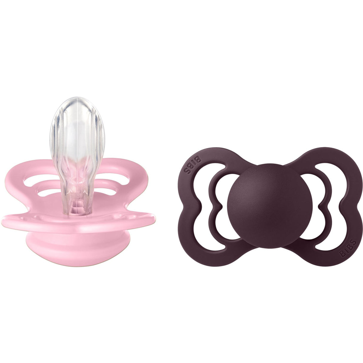 Bibs Baby Pink/Plum Pacifier Supreme 2-Pack Silicone