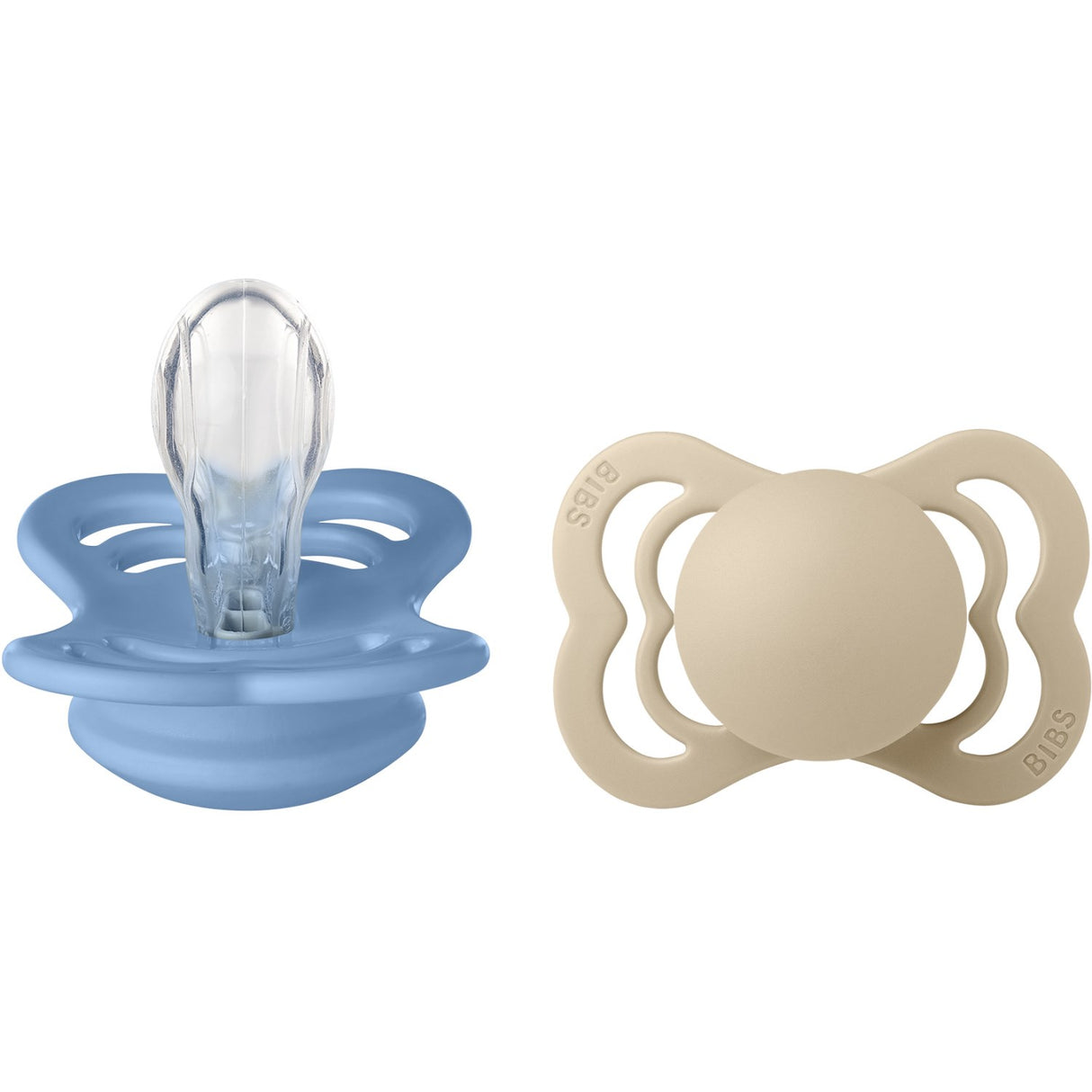 Bibs Vanilla/Sky Blue Pacifier Supreme 2-Pack Silicone