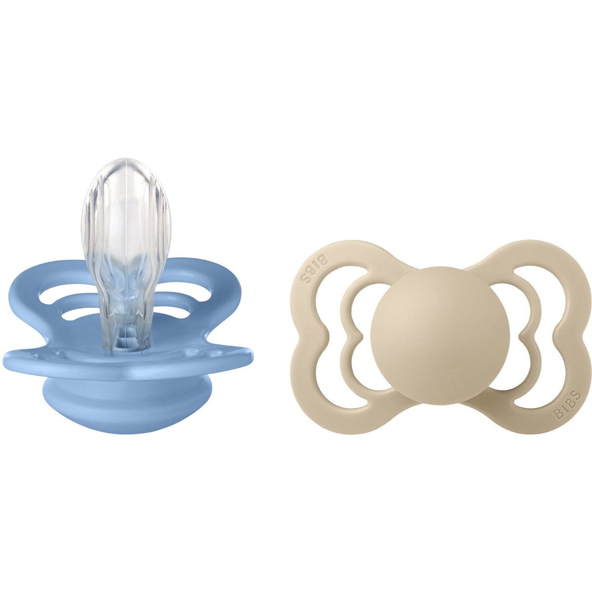 Bibs Vanilla/Sky Blue Pacifier Supreme 2-Pack Silicone