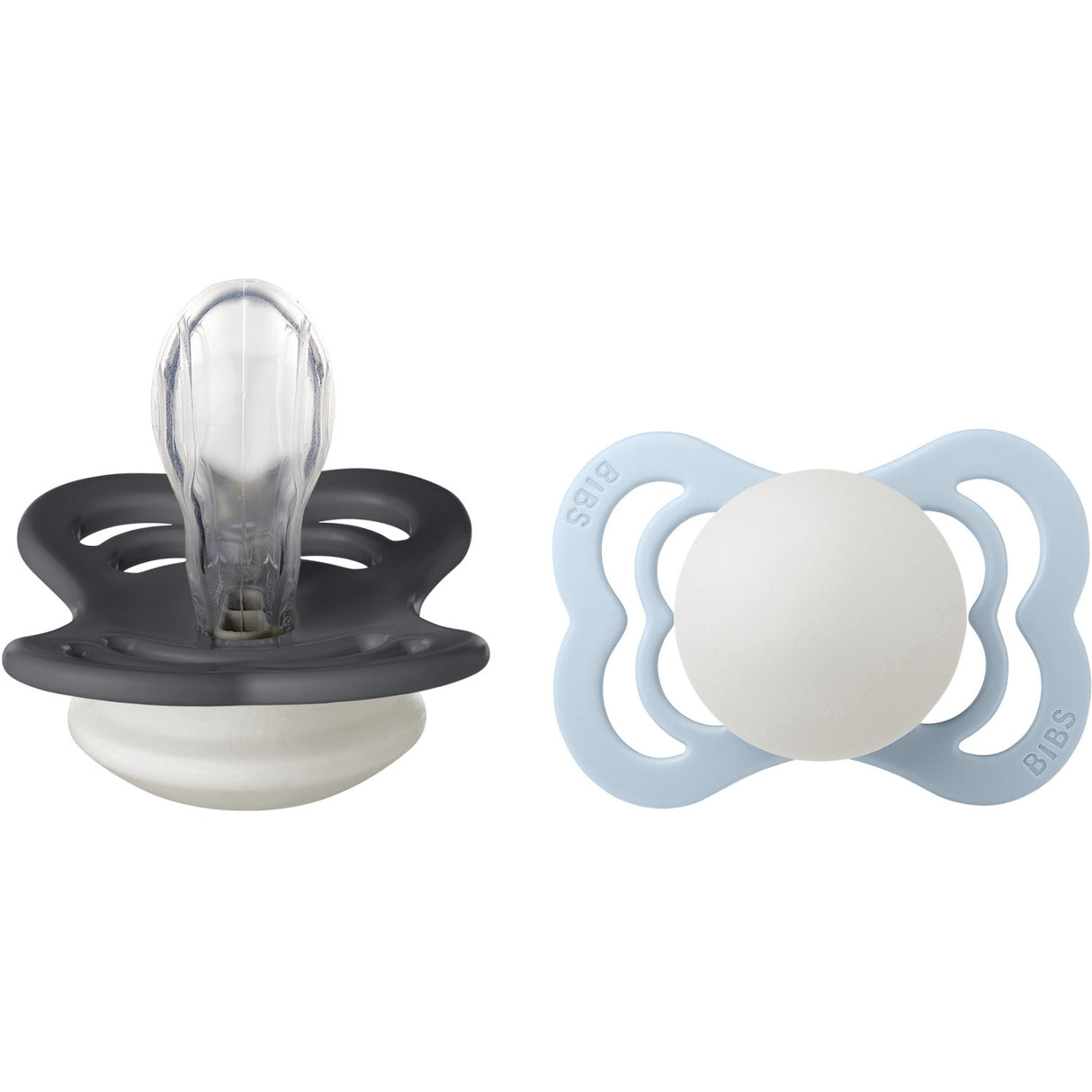 Bibs Iron Glow/Baby Blue Glow Pacifier Supreme 2-Pack Silicone