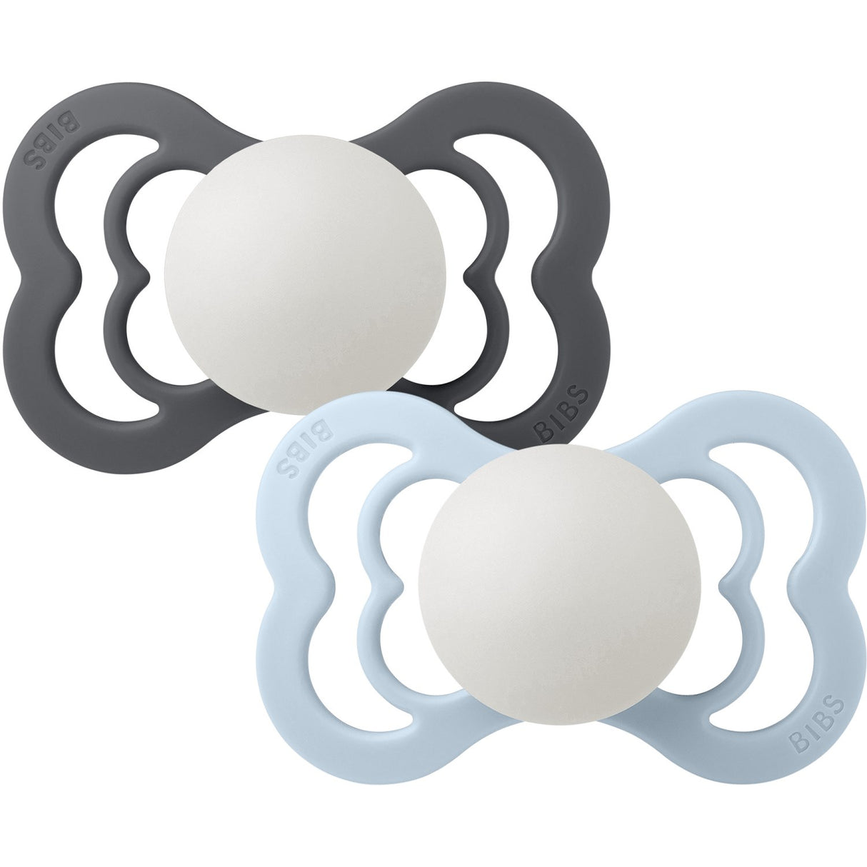 Bibs Iron Glow/Baby Blue Glow Pacifier Supreme 2-Pack Silicone