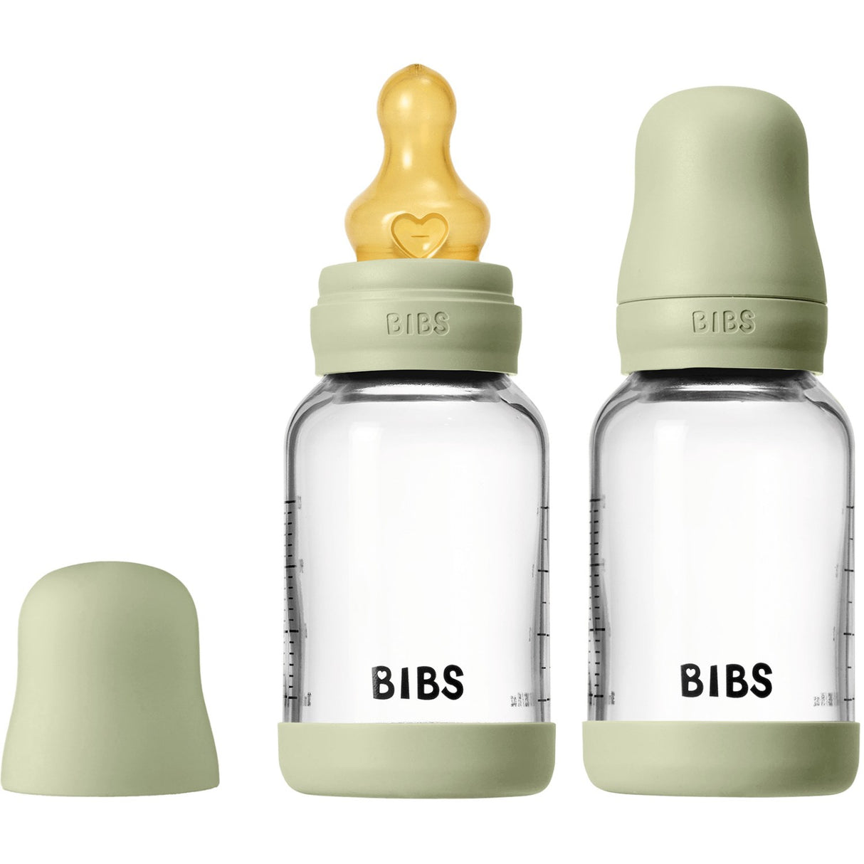 Bibs Sage Glass Baby Bottle Round Latex 2-Pack 120 Ml Slow Flow
