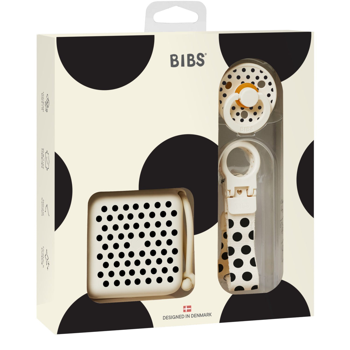 Bibs Ivory Black Gift Set Polka Soothe & Go Latex