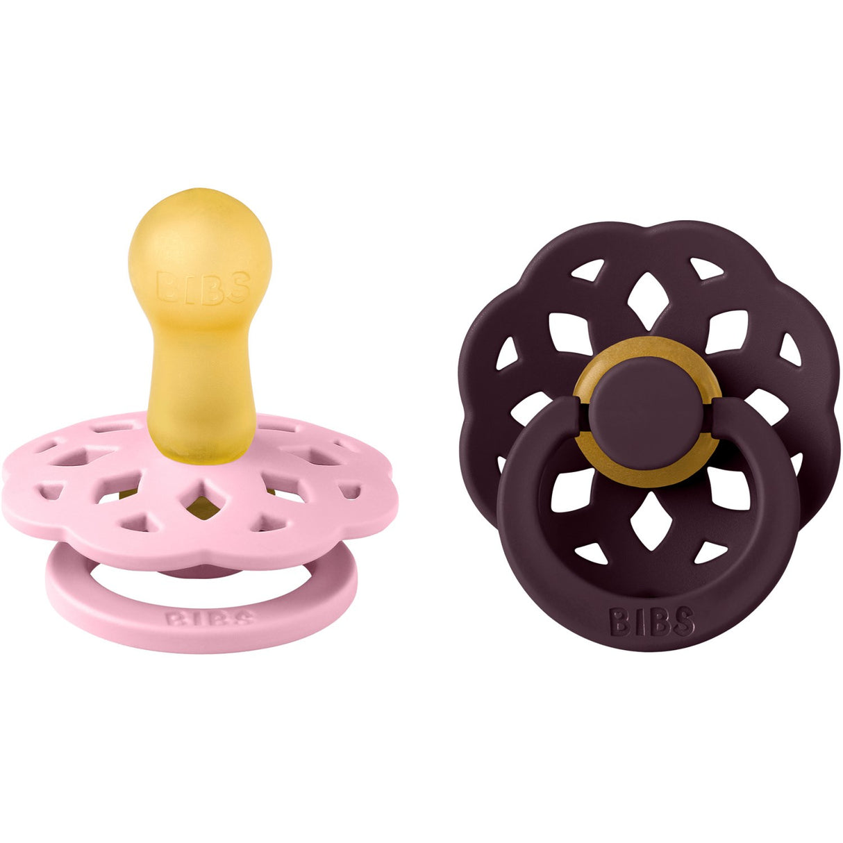 Bibs Pink/Plum Pacifier Boheme 2-Pack Latex