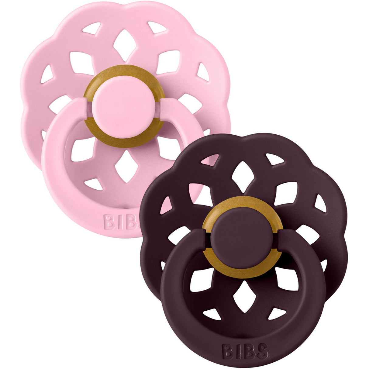 Bibs Pink/Plum Pacifier Boheme 2-Pack Latex