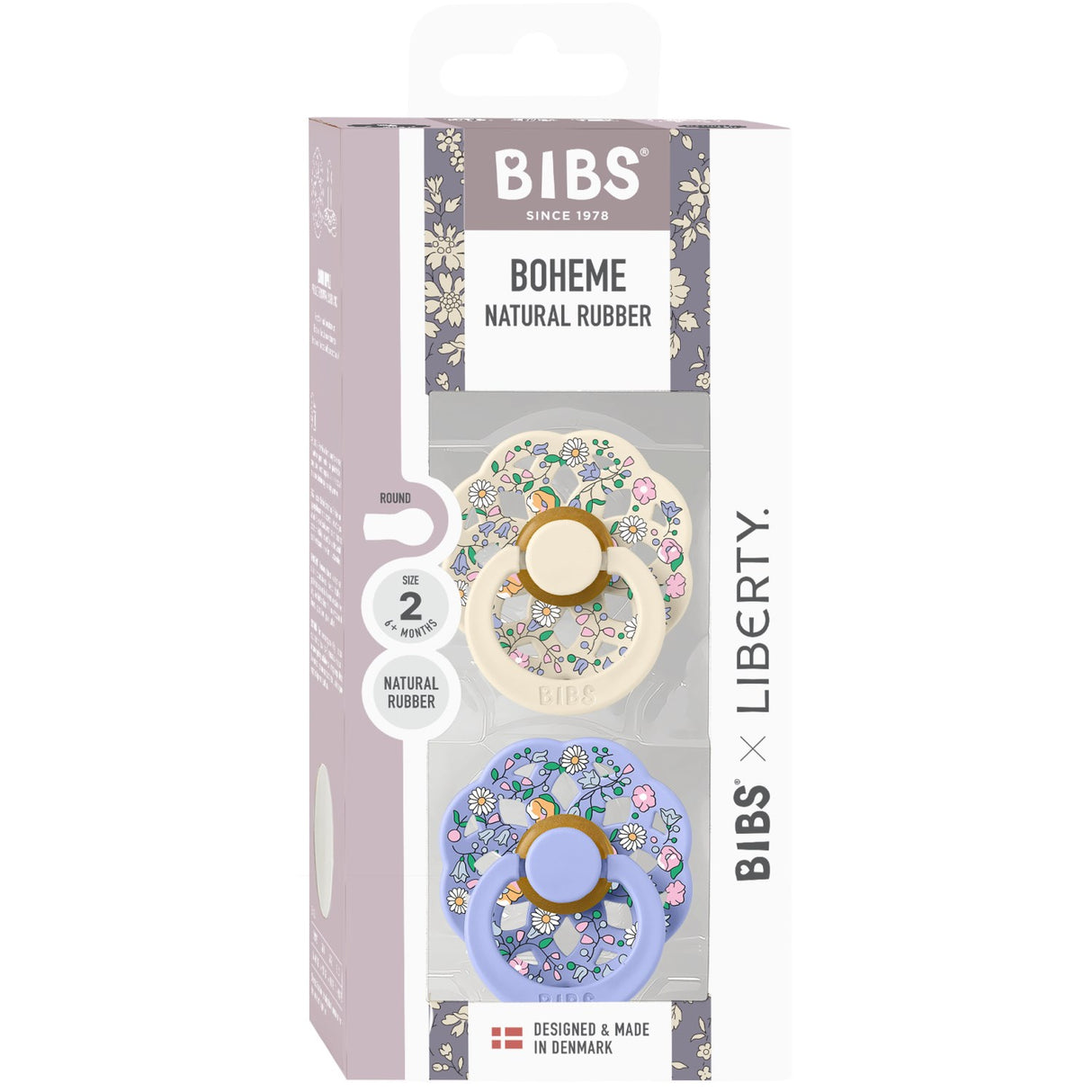 Bibs X Liberty Ivory Mix Pacifier Boheme 2-Pack Chloe Meadow Latex