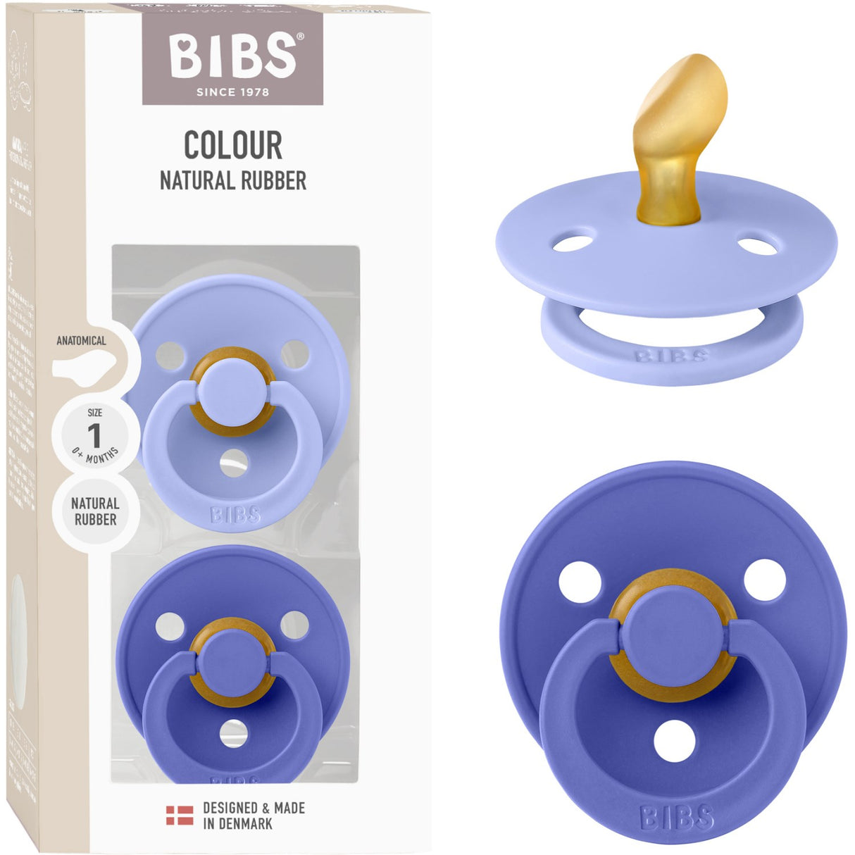 Bibs Hush/Grape Pacifier Colour 2-Pack Anatomical Latex