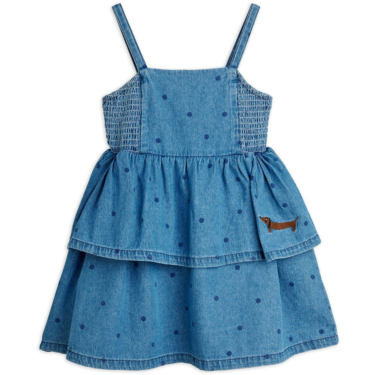 Mini Rodini Blue Lw Denim Dots AOP Strap Dress