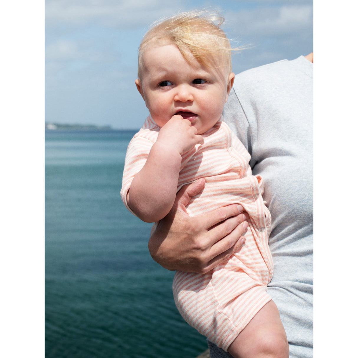 Serendipity Coral/Offwhite Baby Short Suit Stripe