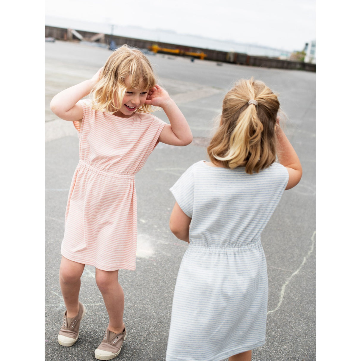 Serendipity Coral/Offwhite Beach Dress Stripe