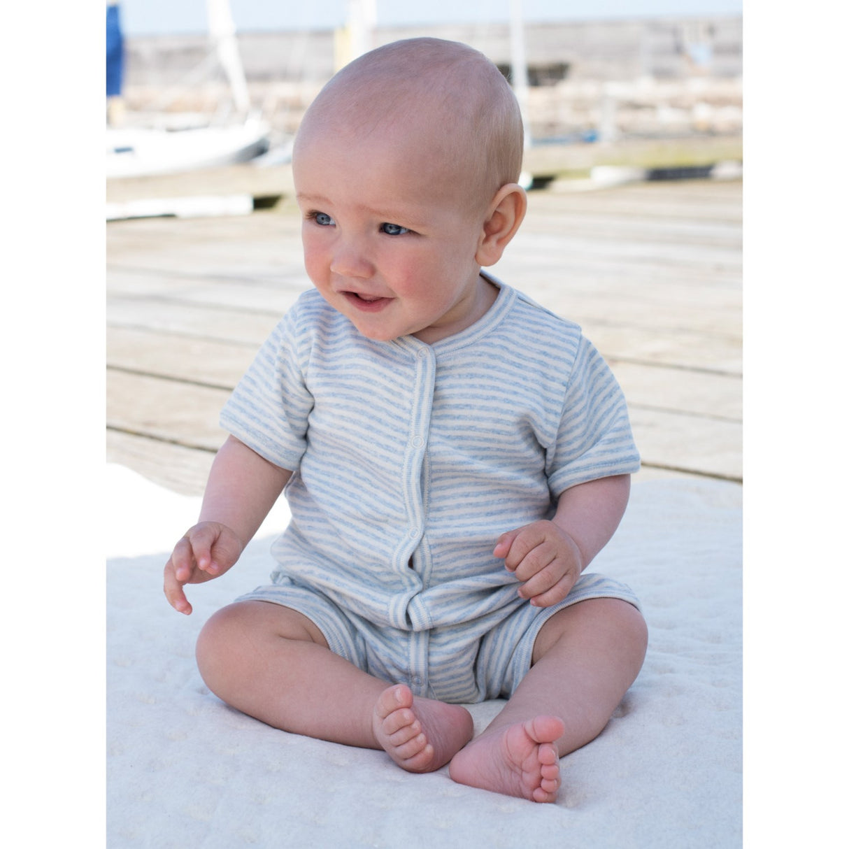 Serendipity Mist/Offwhite Baby Short Suit Stripe