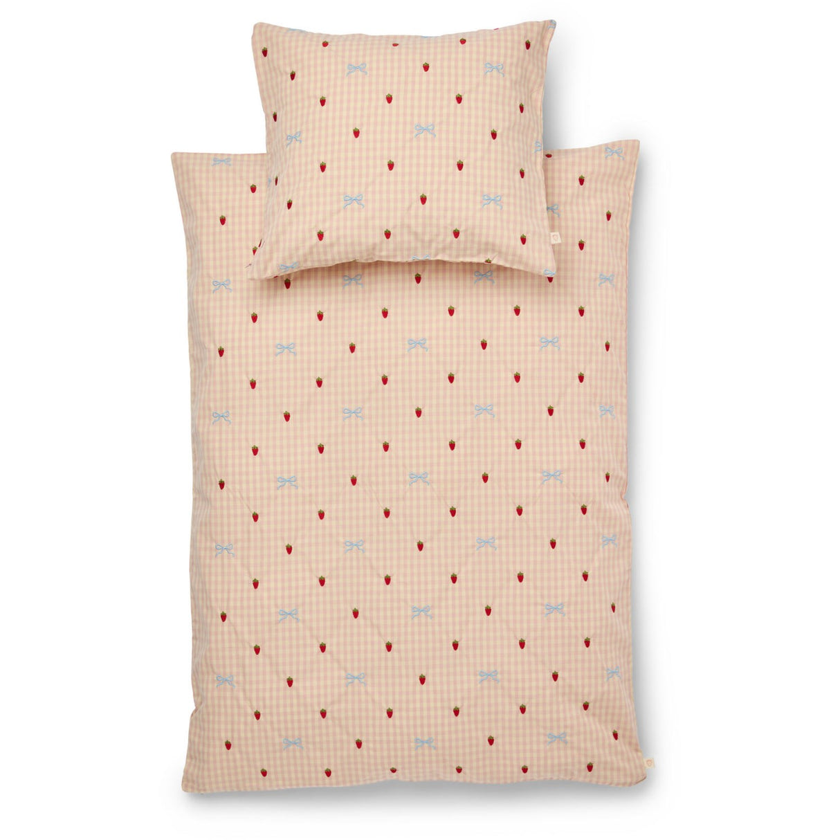 Flöss Berry/bow Gingham Dolly Bow Duvet+Pillow