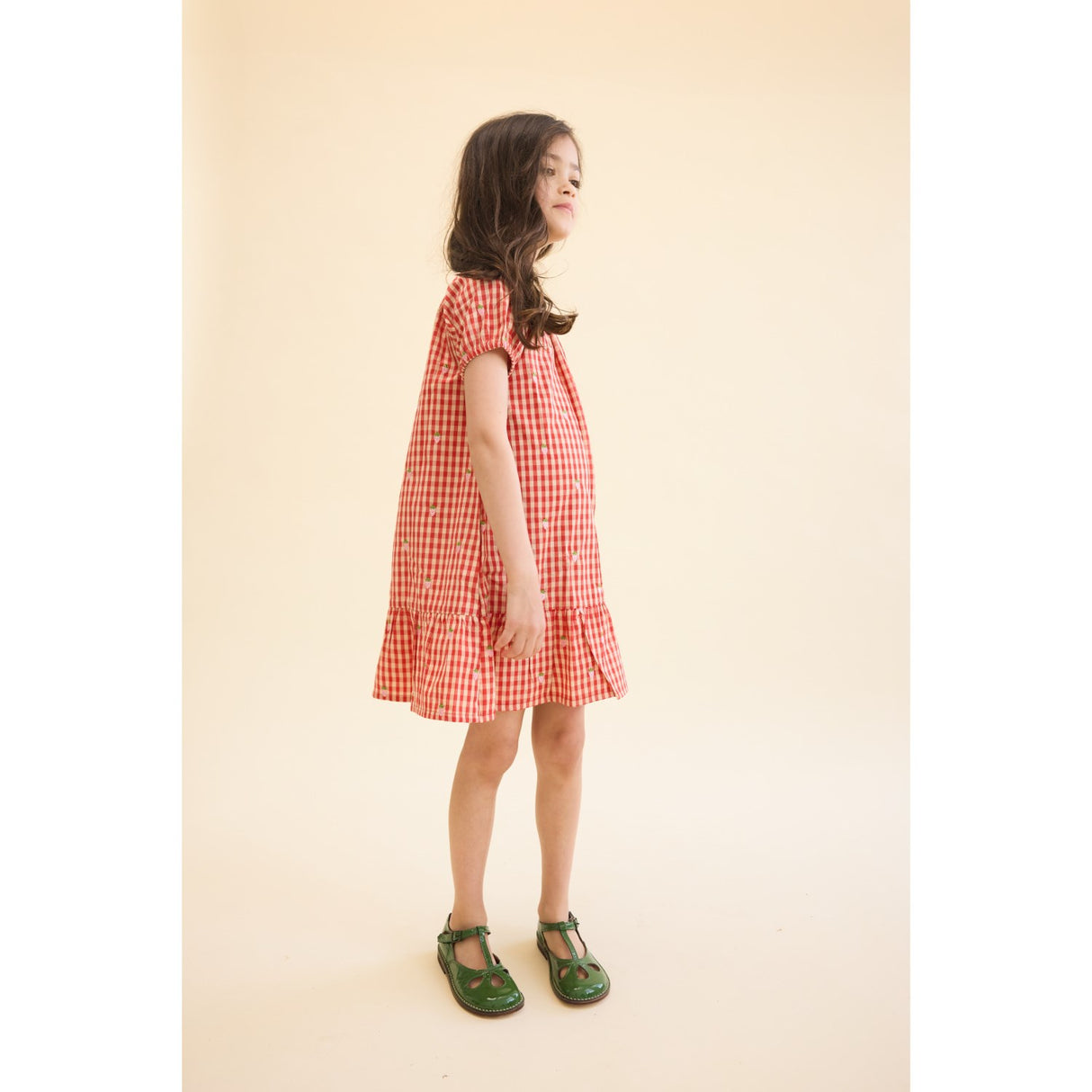 Flöss Red-pink Berry Gingham Molly Pineberry Dress