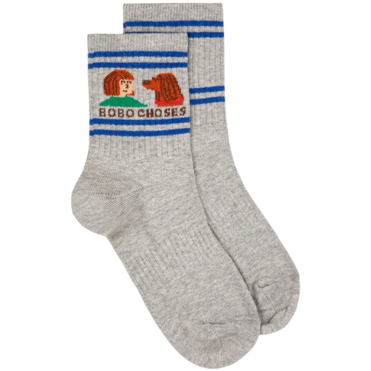 Bobo Choses Heather Grey Friends In A Pickle Short Socks
