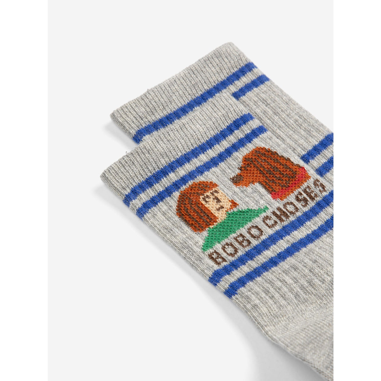 Bobo Choses Heather Grey Friends In A Pickle Short Socks