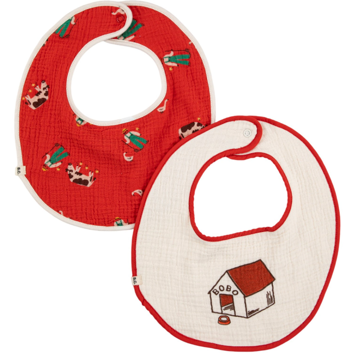 Bobo Choses Red Adventure Farm Bib Set X2