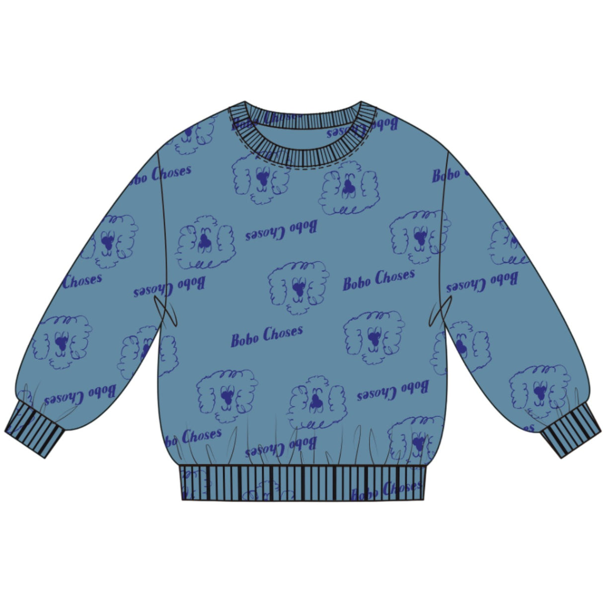 Bobo Choses Prussian Blue Pickles The Dog All Over Sweatshirt