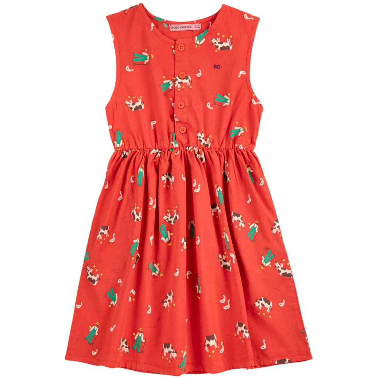 Bobo Choses Red Farm Adventure All Over Woven Dress