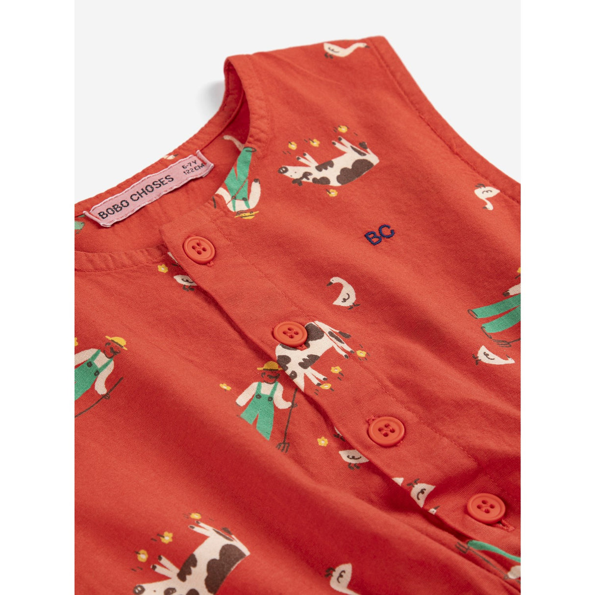 Bobo Choses Red Farm Adventure All Over Woven Dress