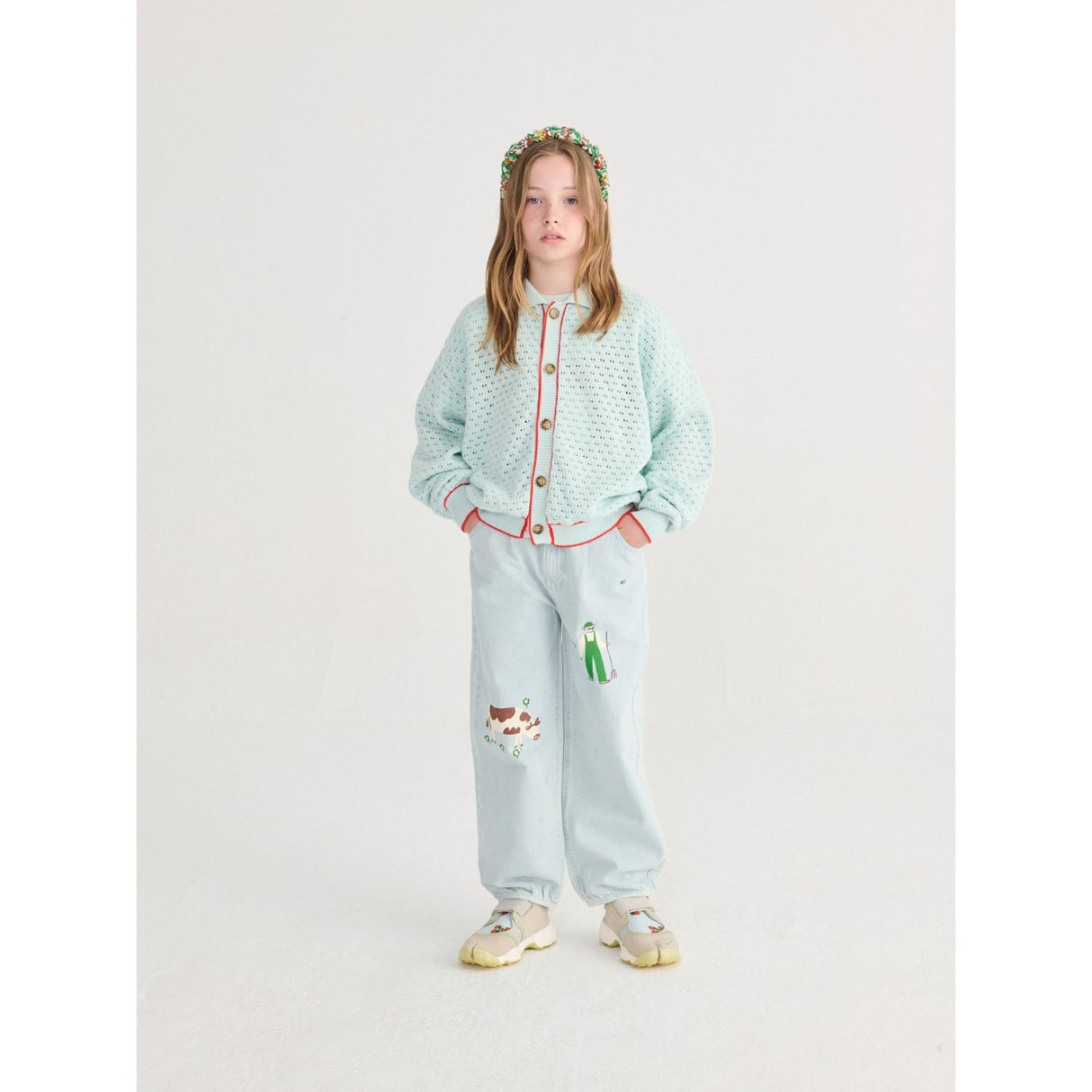 Bobo Choses Light Blue Bc Openwork Cardigan