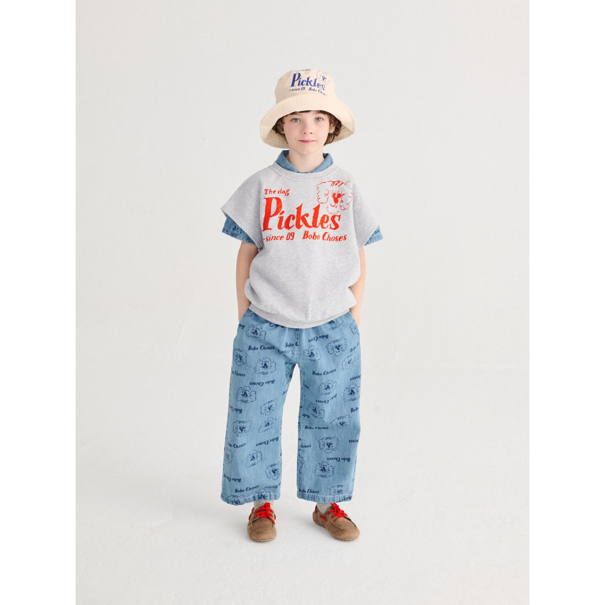 Bobo Choses Prussian Blue Pickles The Dog All Over Light Denim Pants