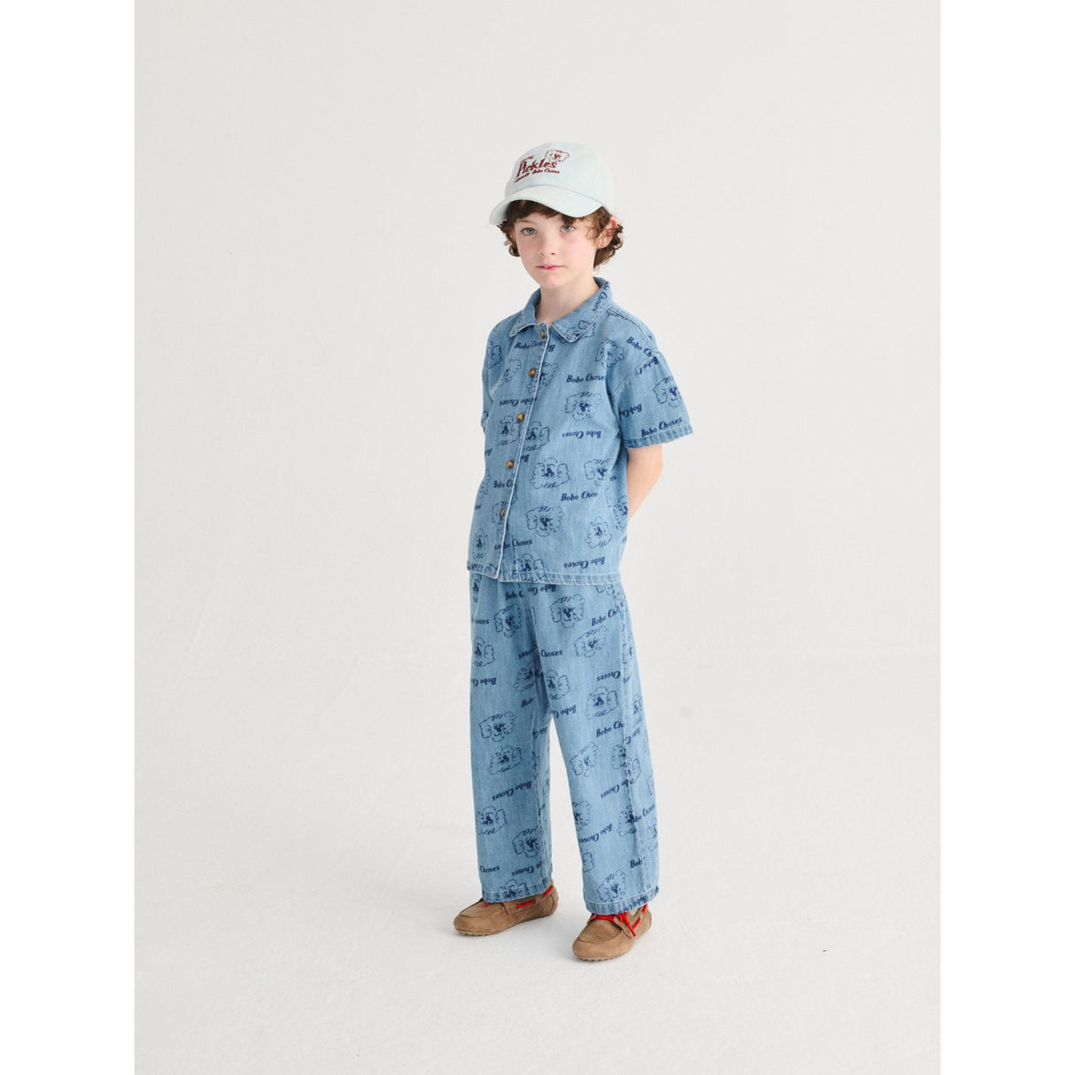 Bobo Choses Prussian Blue Pickle The Dog All Over Denim Shirt