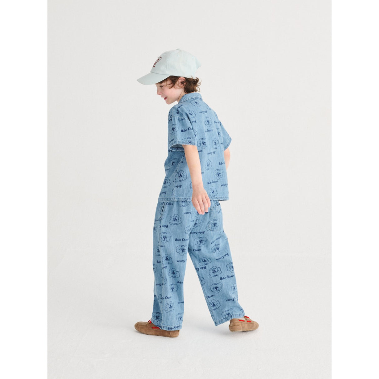 Bobo Choses Prussian Blue Pickle The Dog All Over Denim Shirt