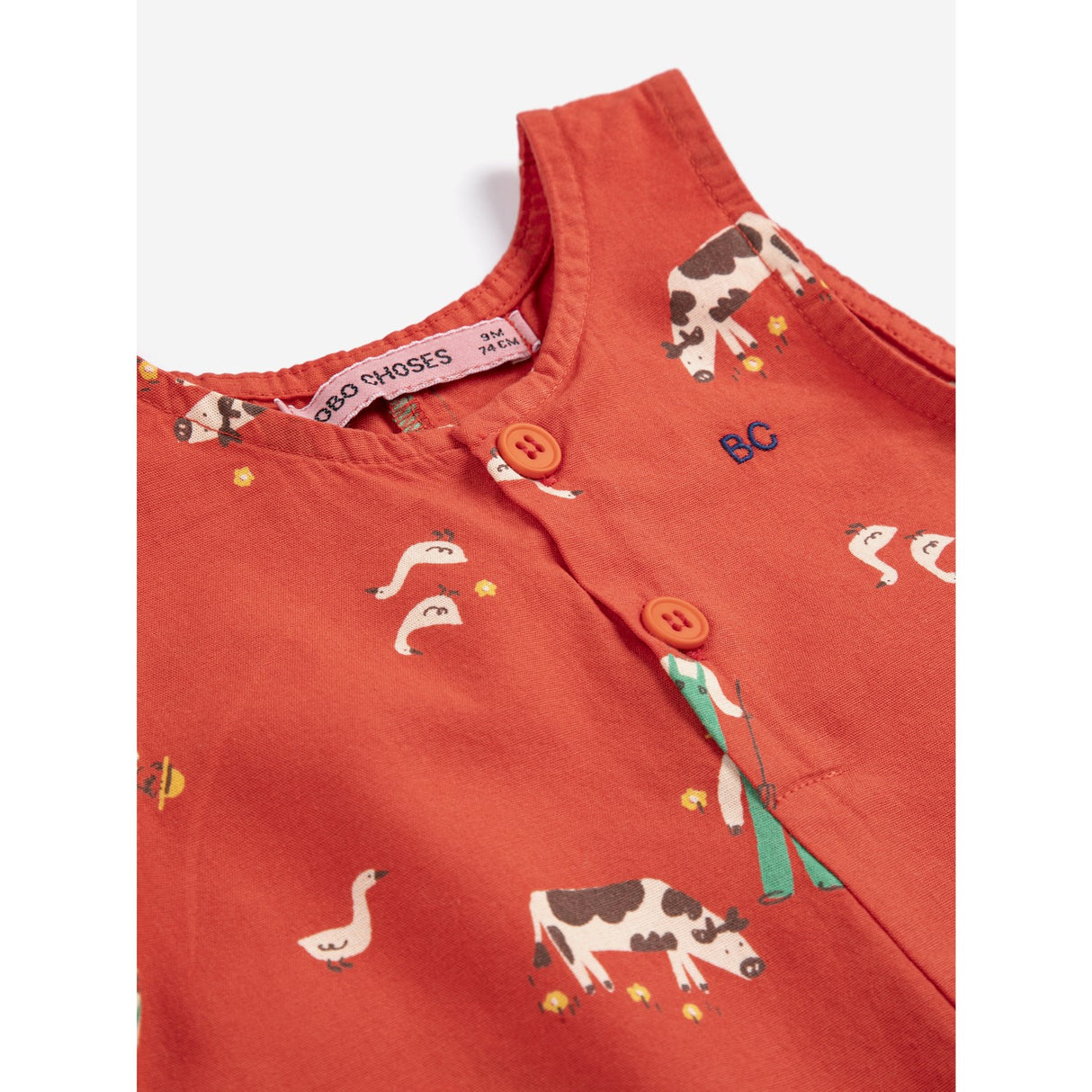 Bobo Choses Red Farm Adventure All Over Playsuit