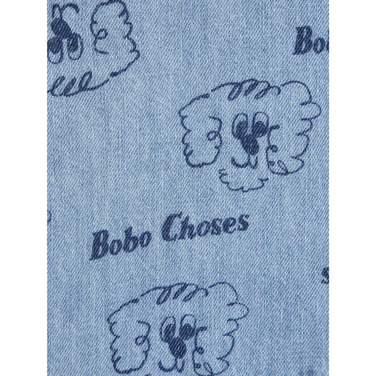Bobo Choses Light Blue Pickles The Dog All Over Denim Shirt